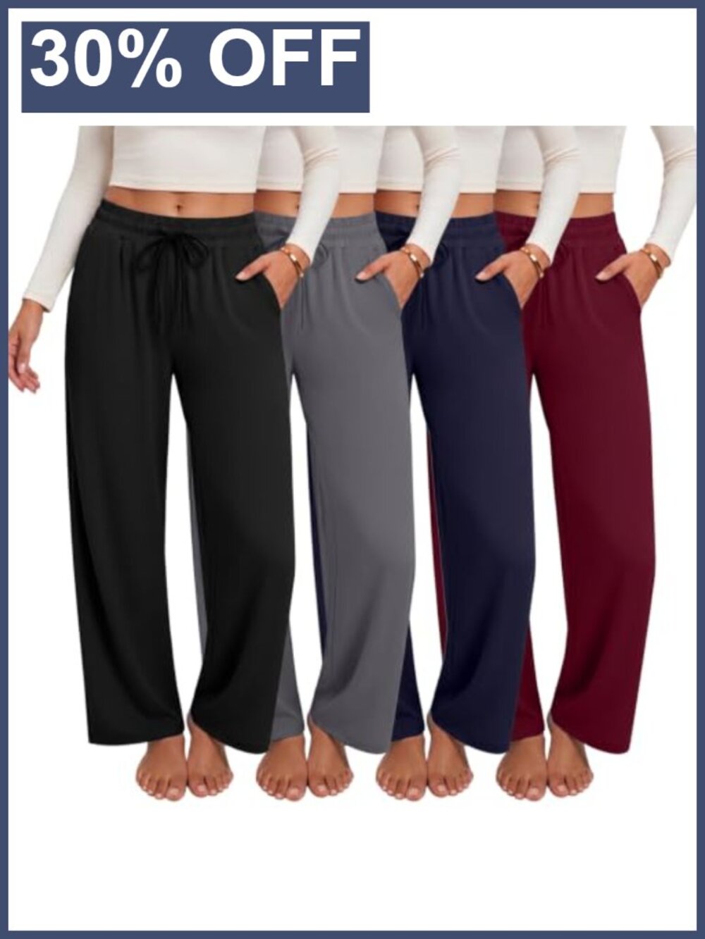 4 Pack Wide Leg Sweatpants Women Comfy Lounge Yoga Pants with Pockets